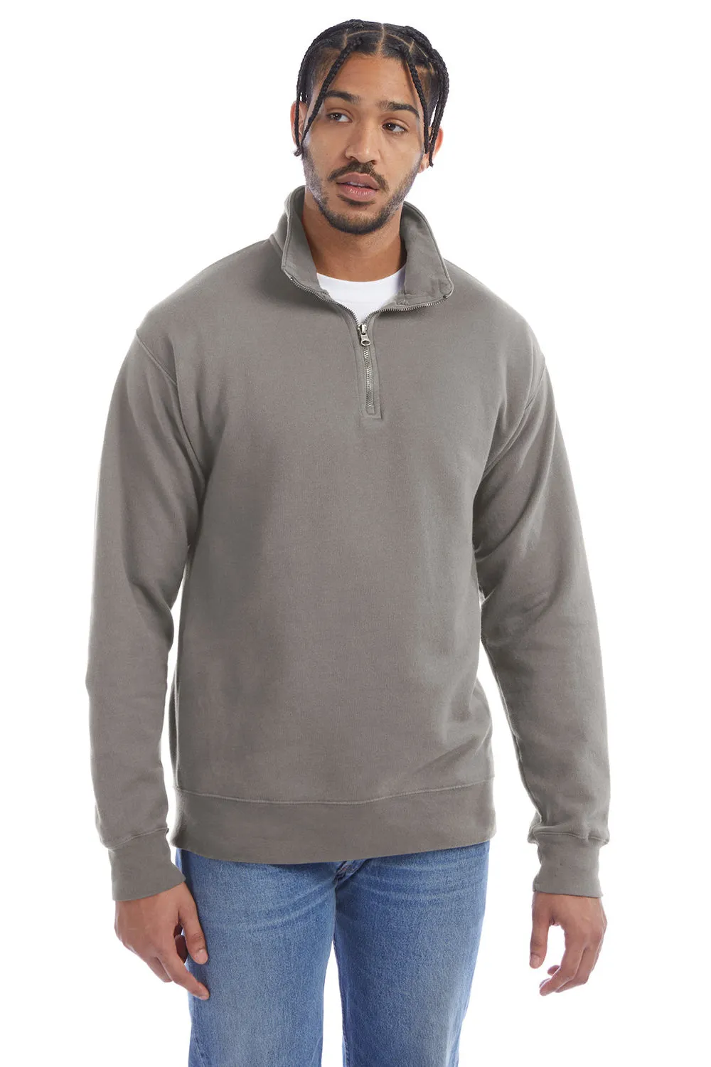 ComfortWash von Hanes Herren 1/4-Zip Sweatshirt - Betongrau