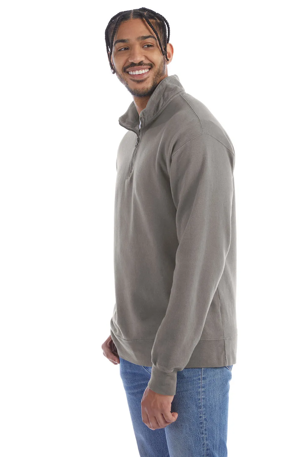 ComfortWash von Hanes Herren 1/4-Zip Sweatshirt - Betongrau