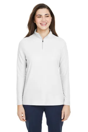 Core 365 Damen Fusion ChromaSoft Performance Feuchtigkeitstransportierendes Piqué 1/4-Zip Sweatshirt - Weiß