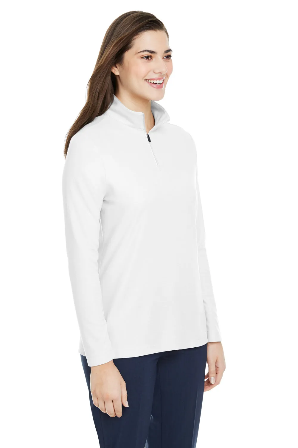 Core 365 Damen Fusion ChromaSoft Performance Feuchtigkeitstransportierendes Piqué 1/4-Zip Sweatshirt - Weiß