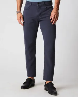 Baumwoll-Leinen 5-Taschen-Hose in Carbon Blau