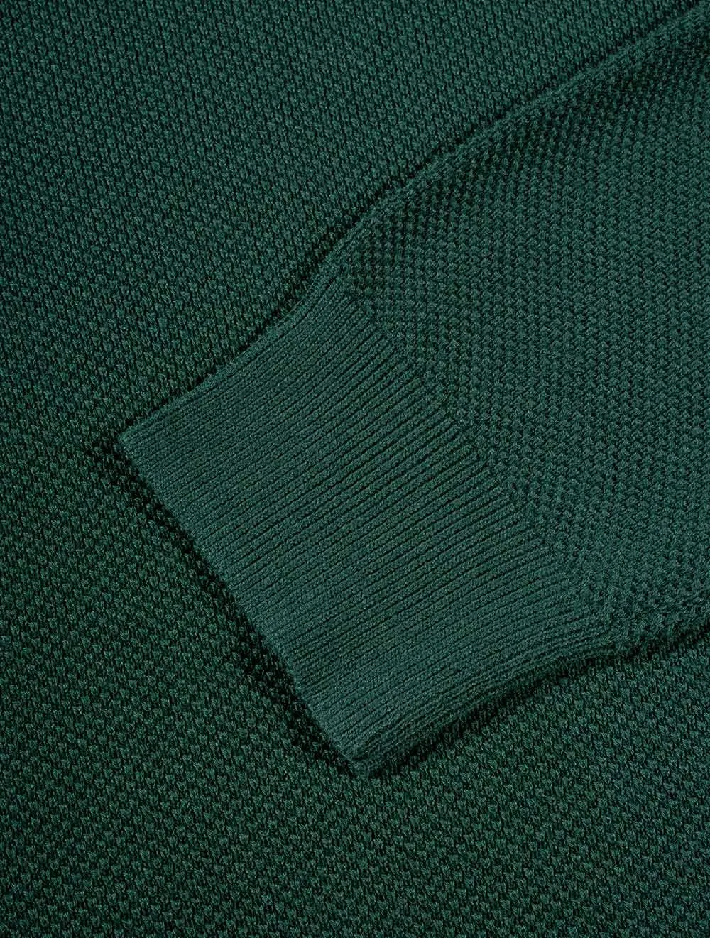 Baumwoll-Piqué-Pullover mit Rundhalsausschnitt in Tartan-Grün