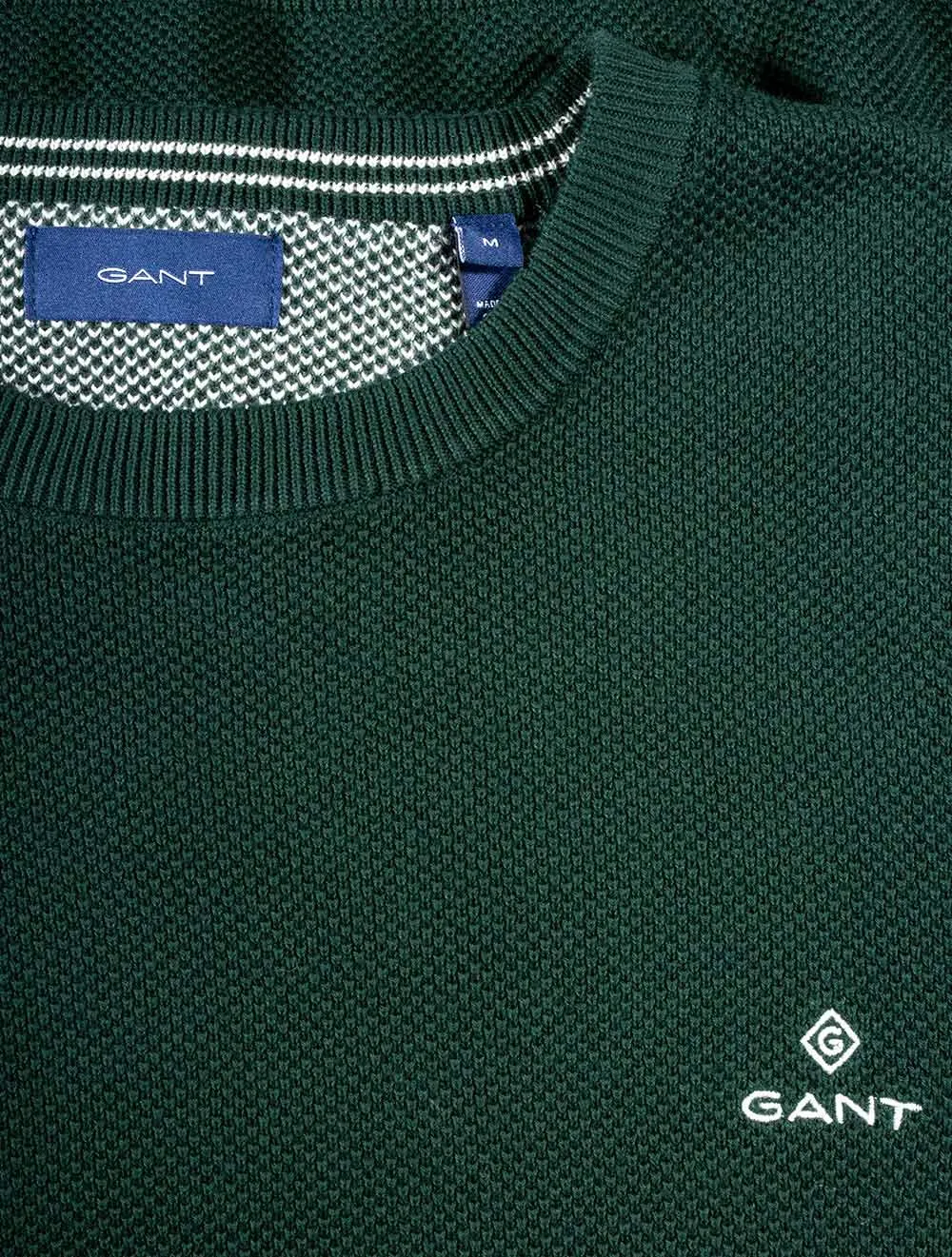 Baumwoll-Piqué-Pullover mit Rundhalsausschnitt in Tartan-Grün