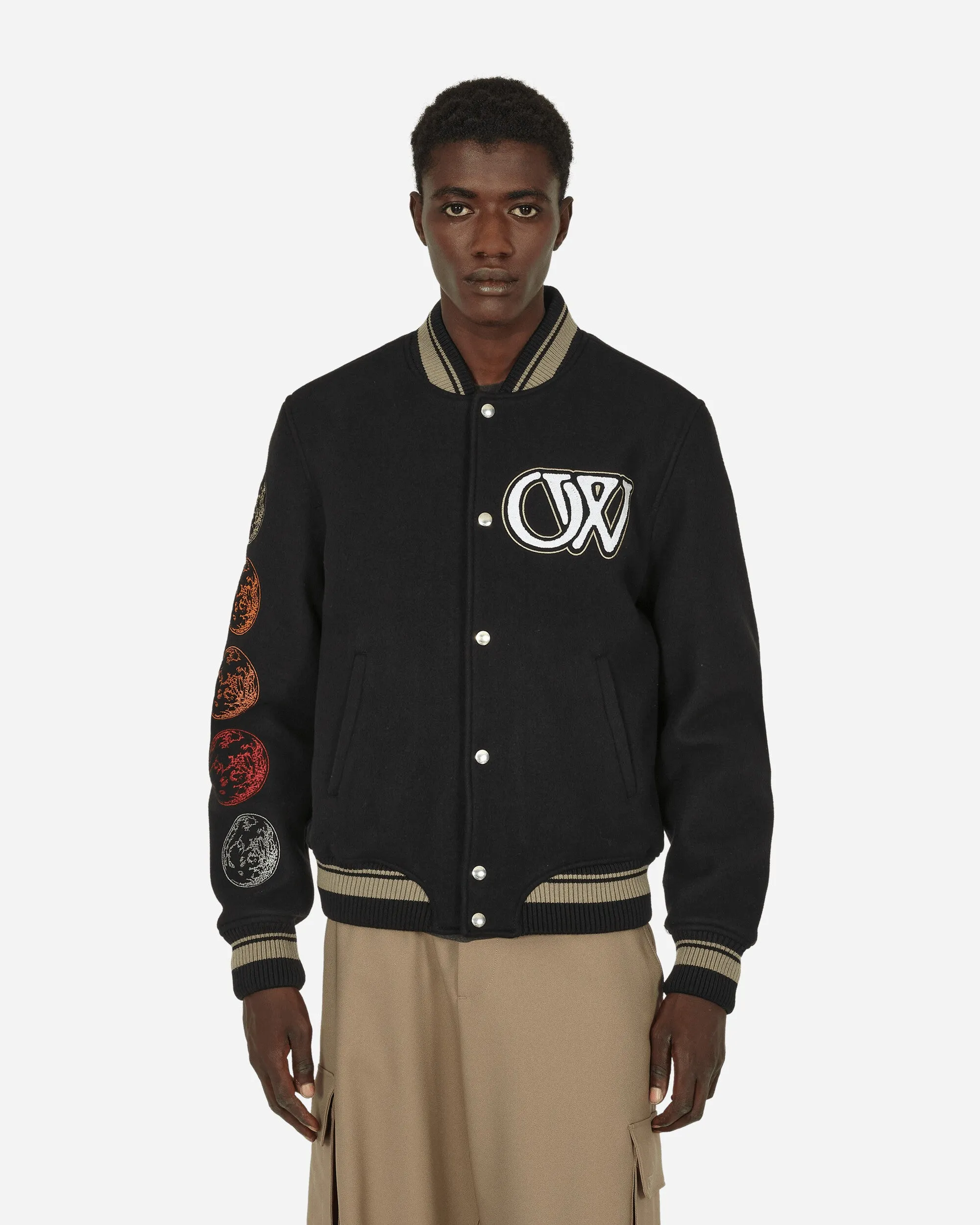 Cryst Moon Phase Varsity Jacket Schwarz