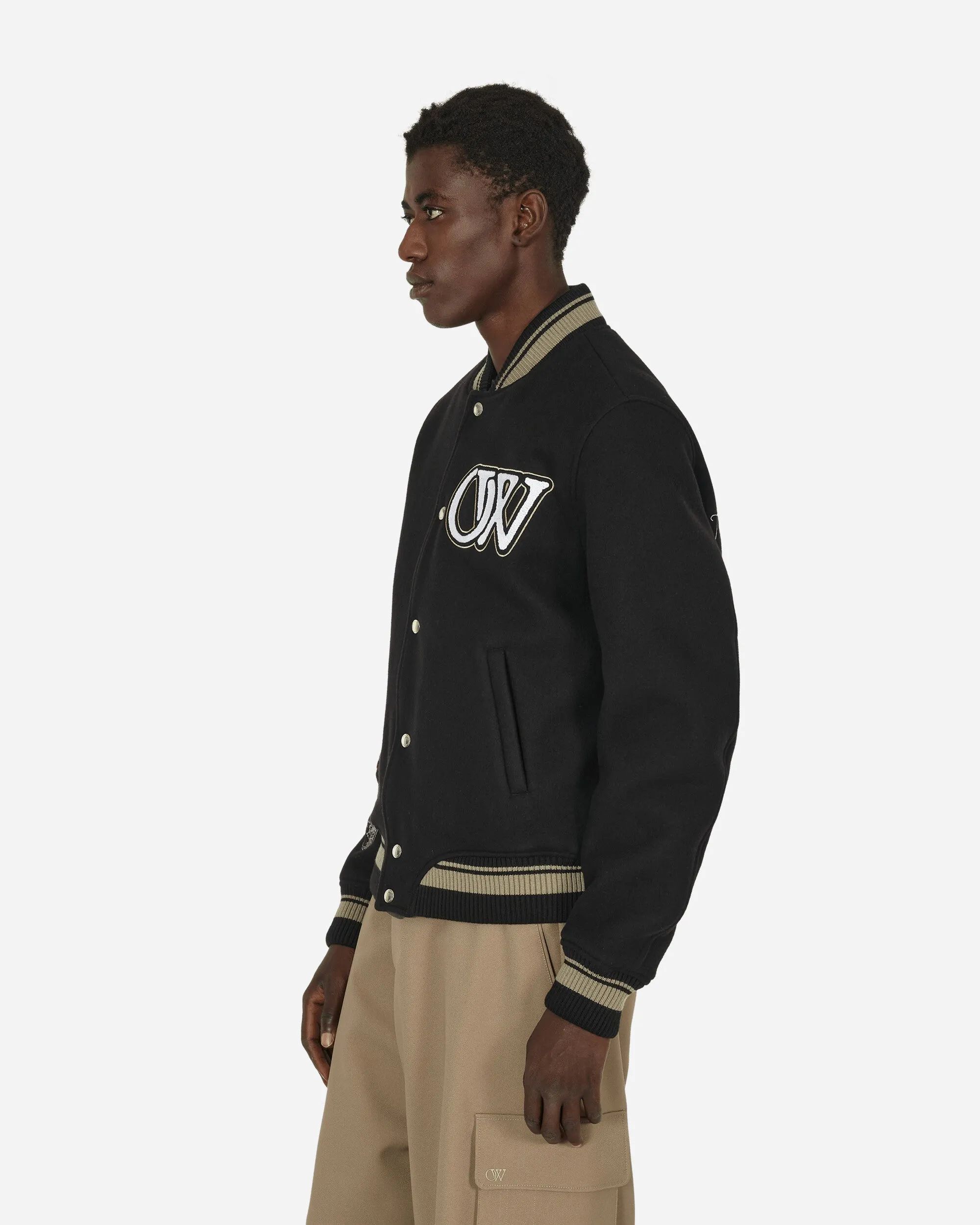 Cryst Moon Phase Varsity Jacket Schwarz