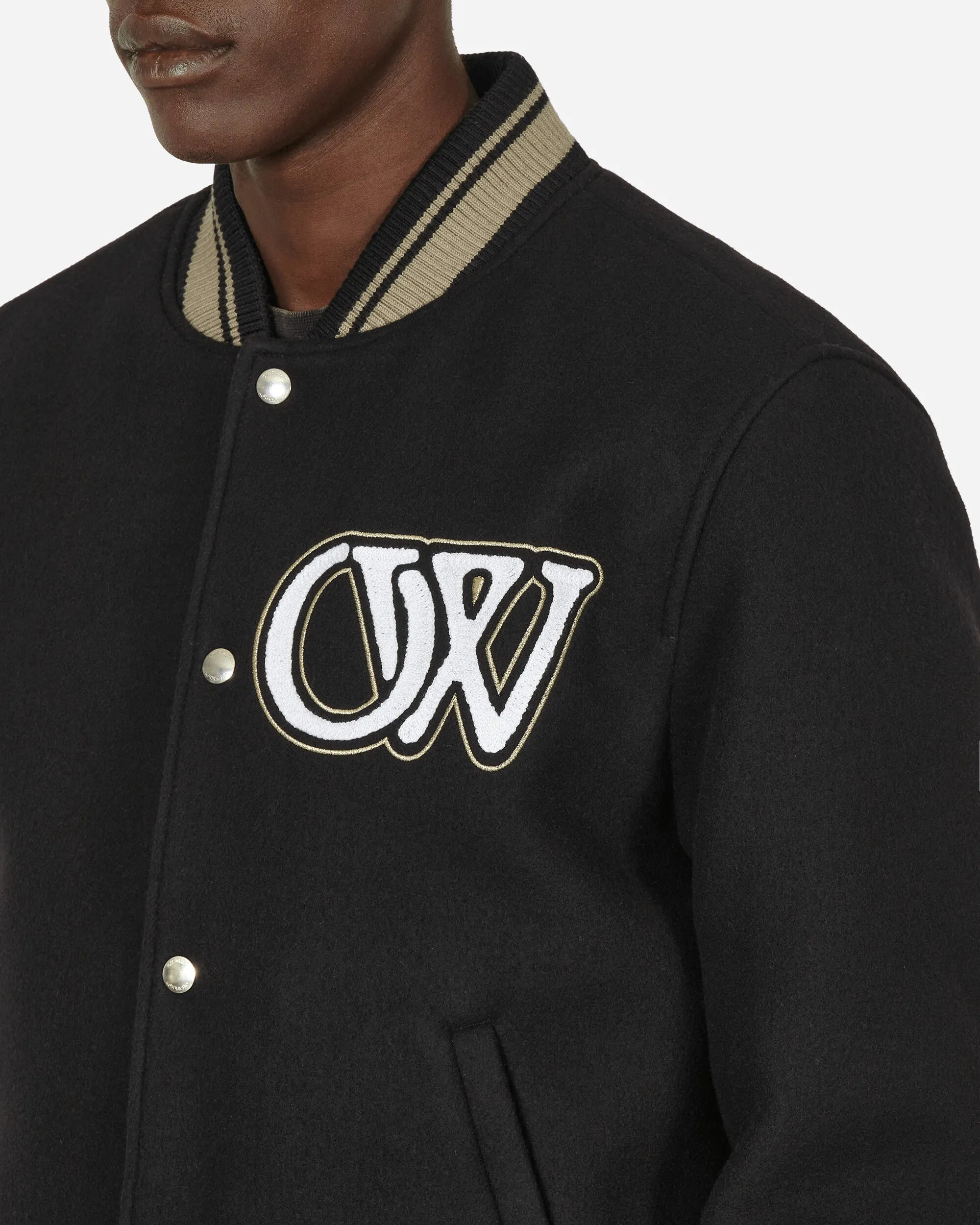 Cryst Moon Phase Varsity Jacket Schwarz