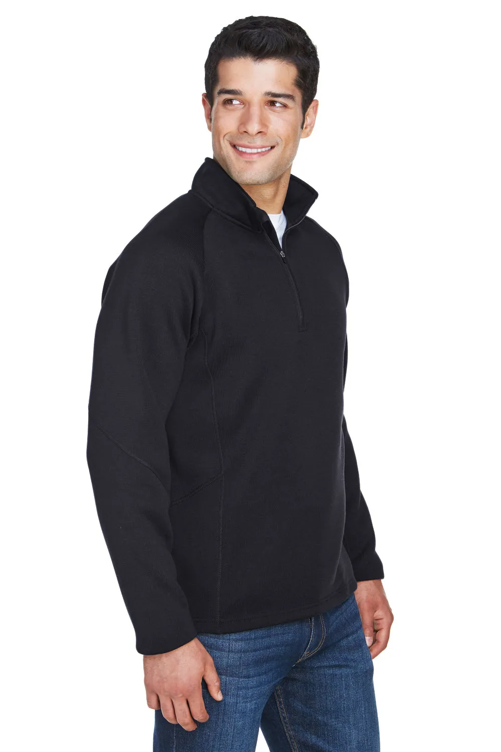 Devon & Jones Herren Bristol Pullover Fleece 1/4 Zip Sweatshirt mit Pillenresistenz - Schwarz