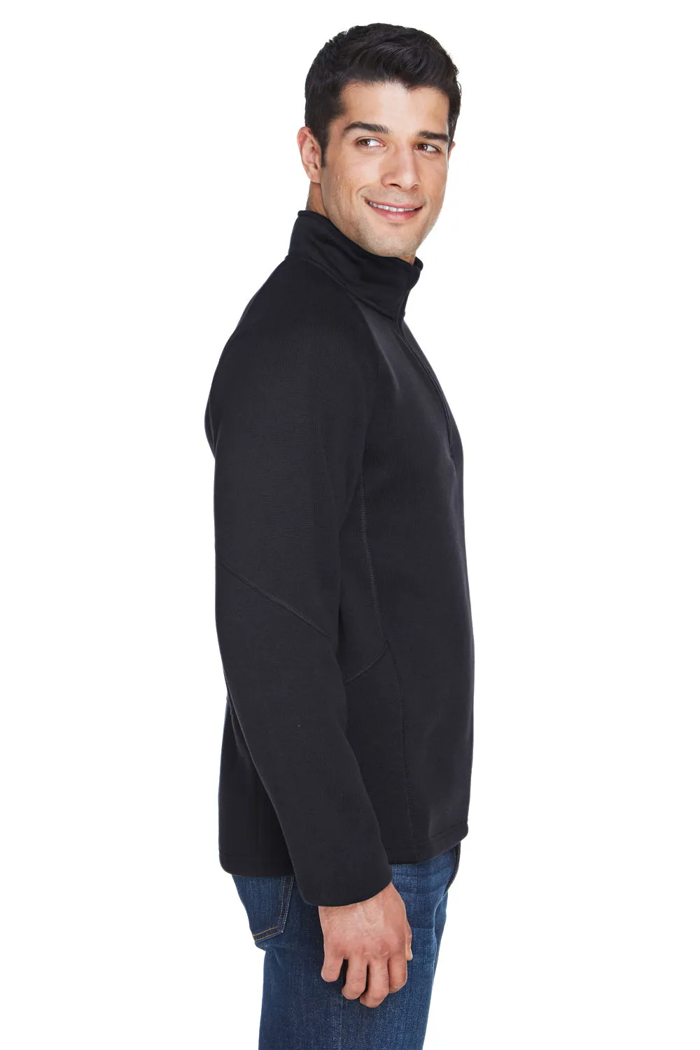Devon & Jones Herren Bristol Pullover Fleece 1/4 Zip Sweatshirt mit Pillenresistenz - Schwarz