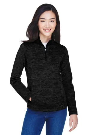 Devon & Jones Damen Newbury Fleece 1/4-Zip Sweatshirt mit Beuteltasche - Heather Schwarz