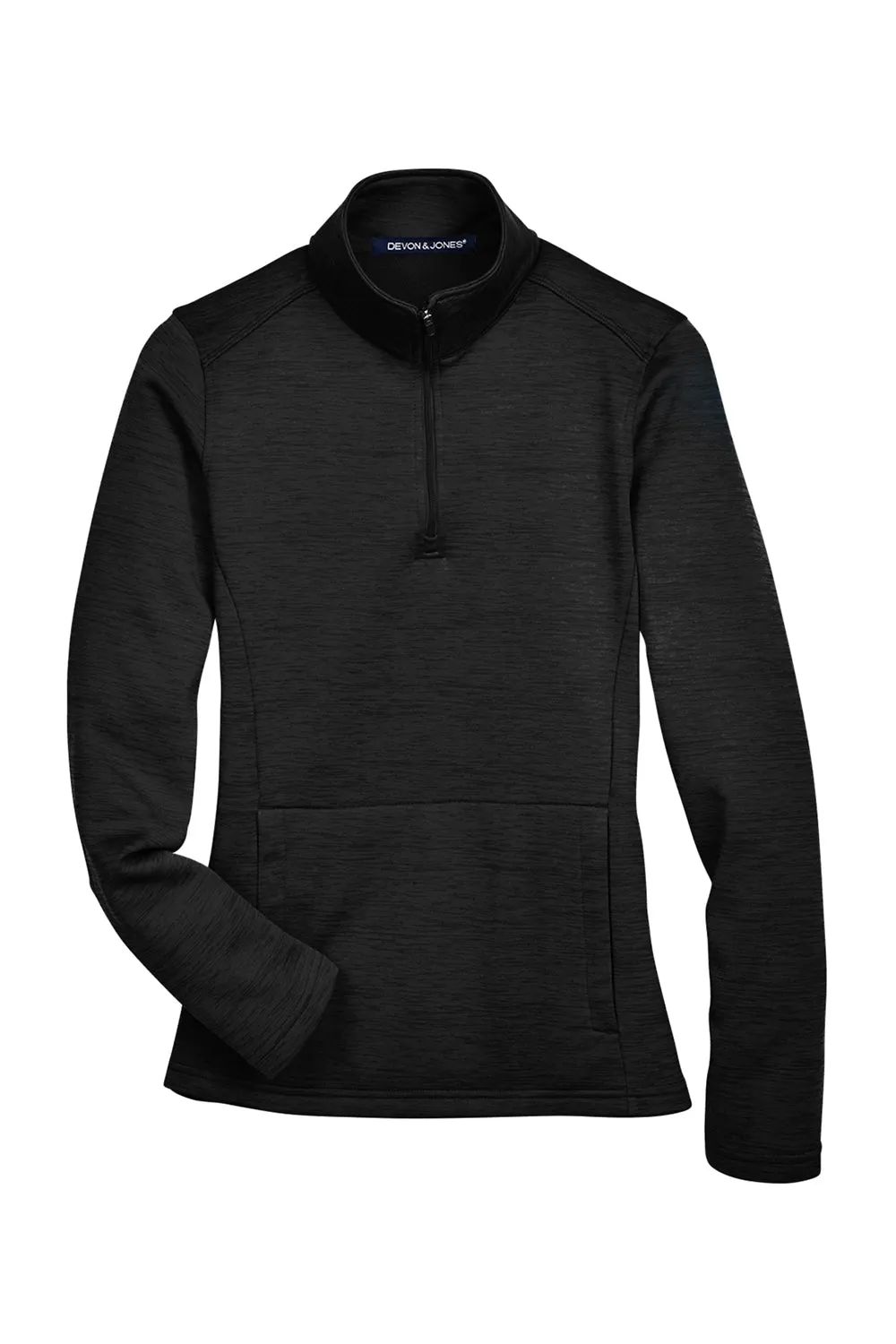 Devon & Jones Damen Newbury Fleece 1/4-Zip Sweatshirt mit Beuteltasche - Heather Schwarz