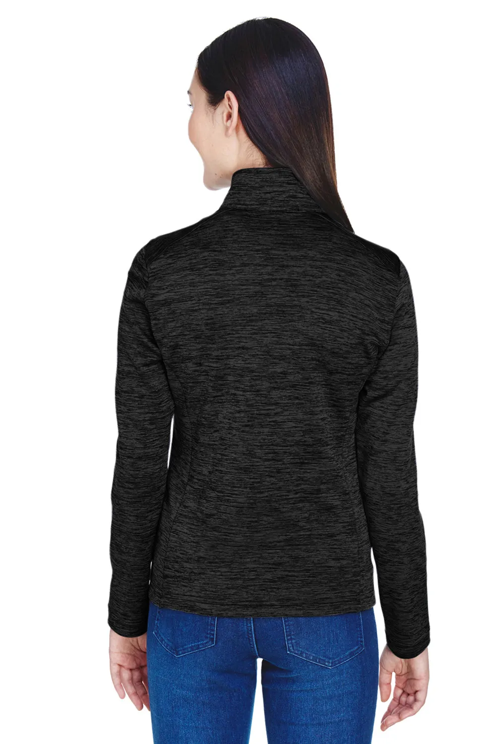 Devon & Jones Damen Newbury Fleece 1/4-Zip Sweatshirt mit Beuteltasche - Heather Schwarz
