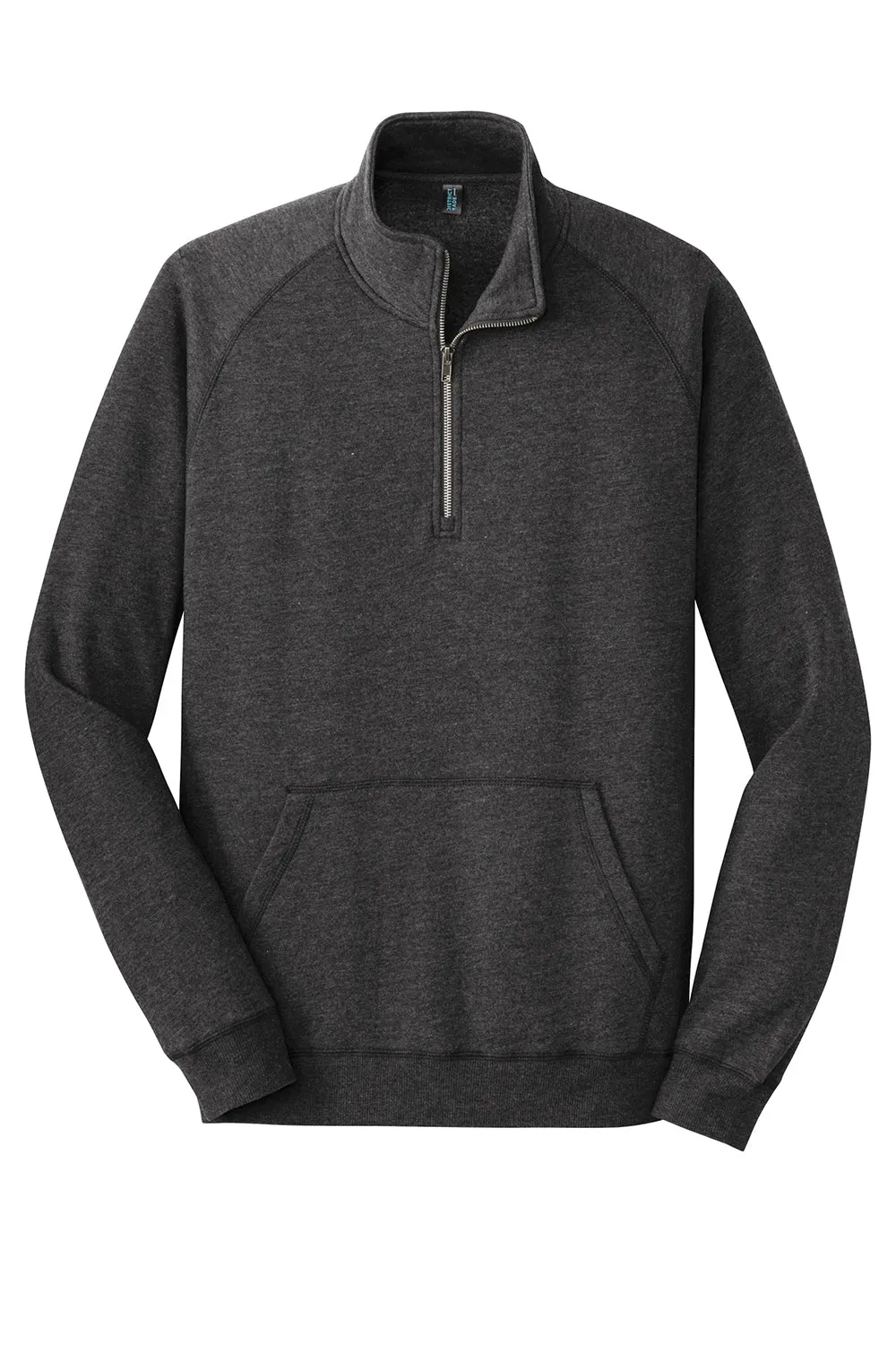 District Herren Fleece 1/4 Zip Sweatshirt mit Beuteltasche - Heather Schwarz