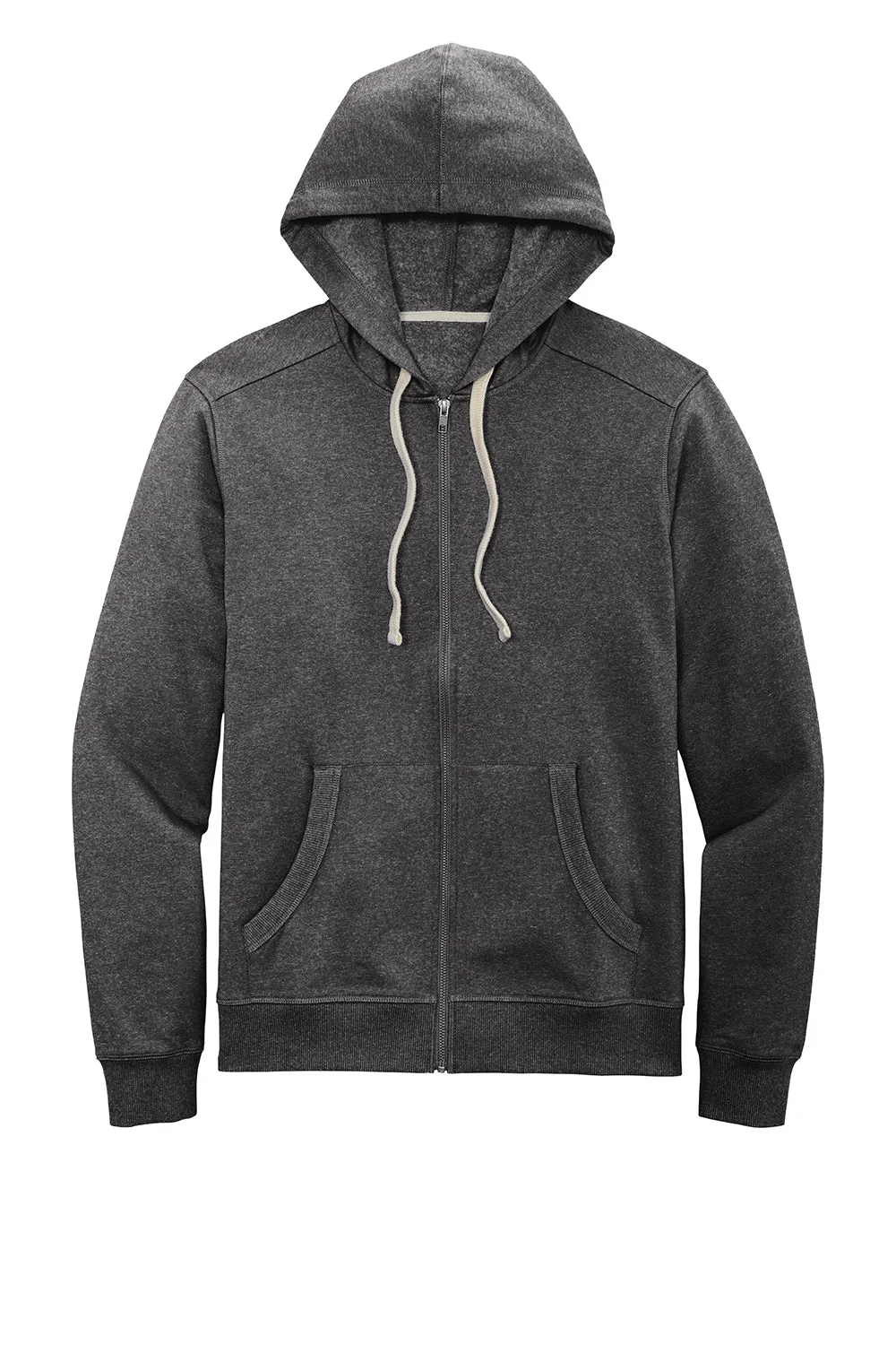 District Mens Re-Fleece Full-Zip Kapuzenpullover mit Taschen - Heather Charcoal Grey