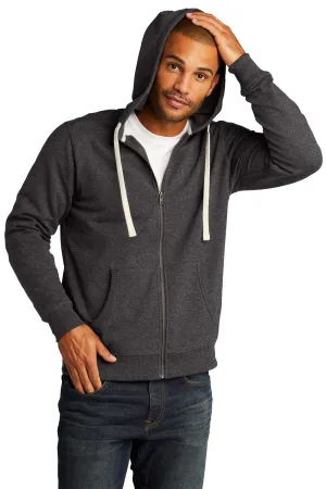 District Mens Re-Fleece Full-Zip Kapuzenpullover mit Taschen - Heather Charcoal Grey