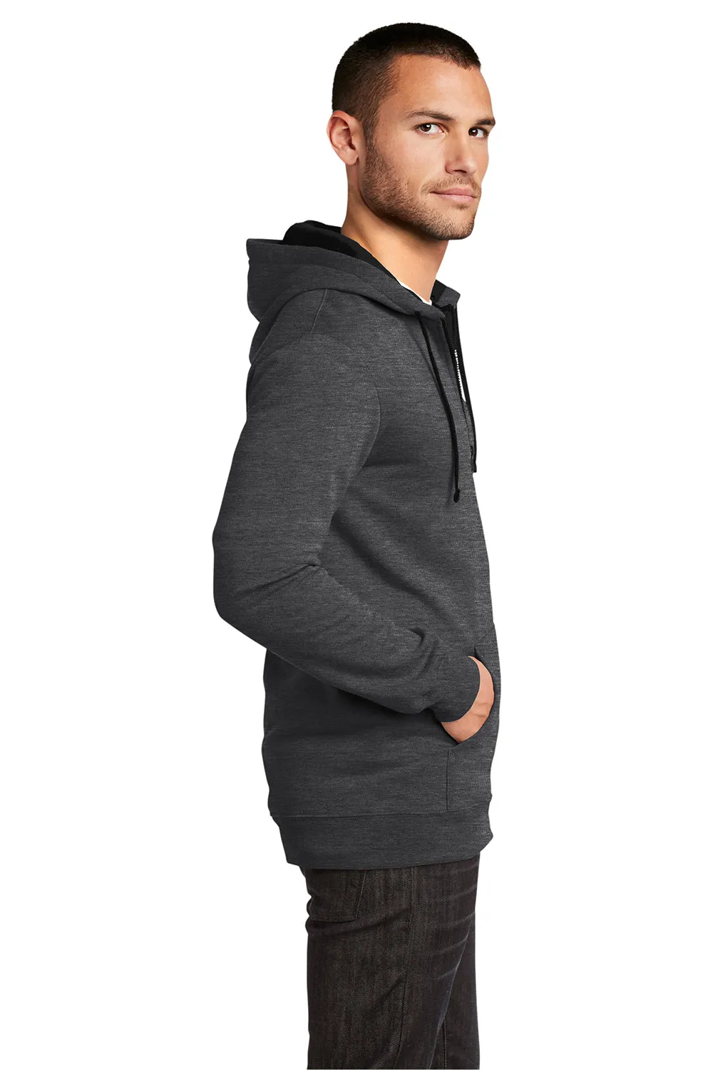District Herren The Concert Fleece Full-Zip Kapuzenpullover mit Taschen - Heather Charcoal Grau