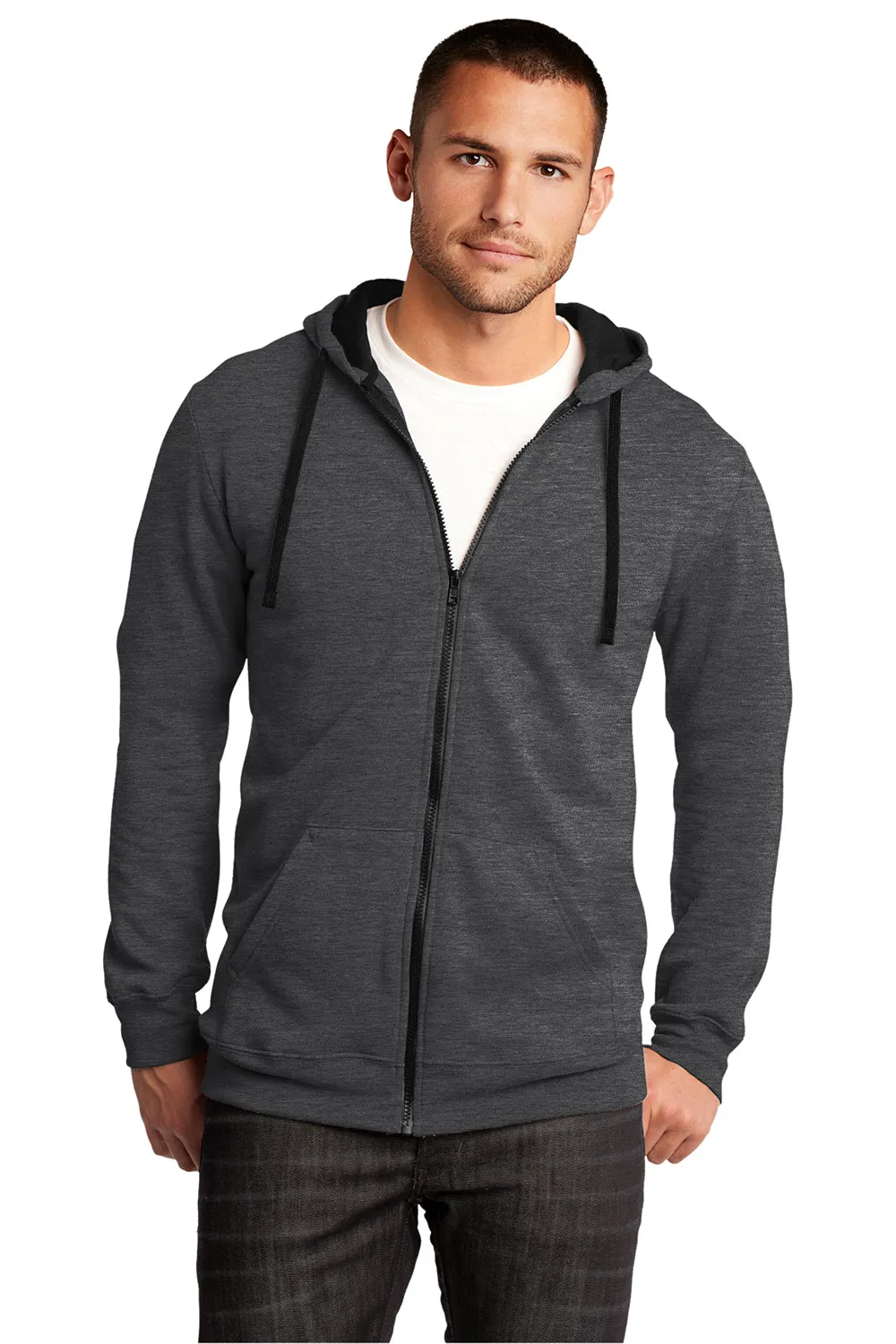District Herren The Concert Fleece Full-Zip Kapuzenpullover mit Taschen - Heather Charcoal Grau