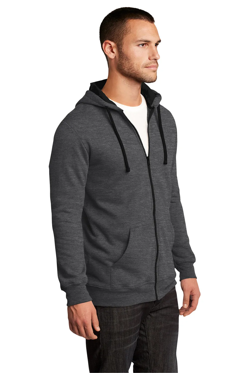 District Herren The Concert Fleece Full-Zip Kapuzenpullover mit Taschen - Heather Charcoal Grau