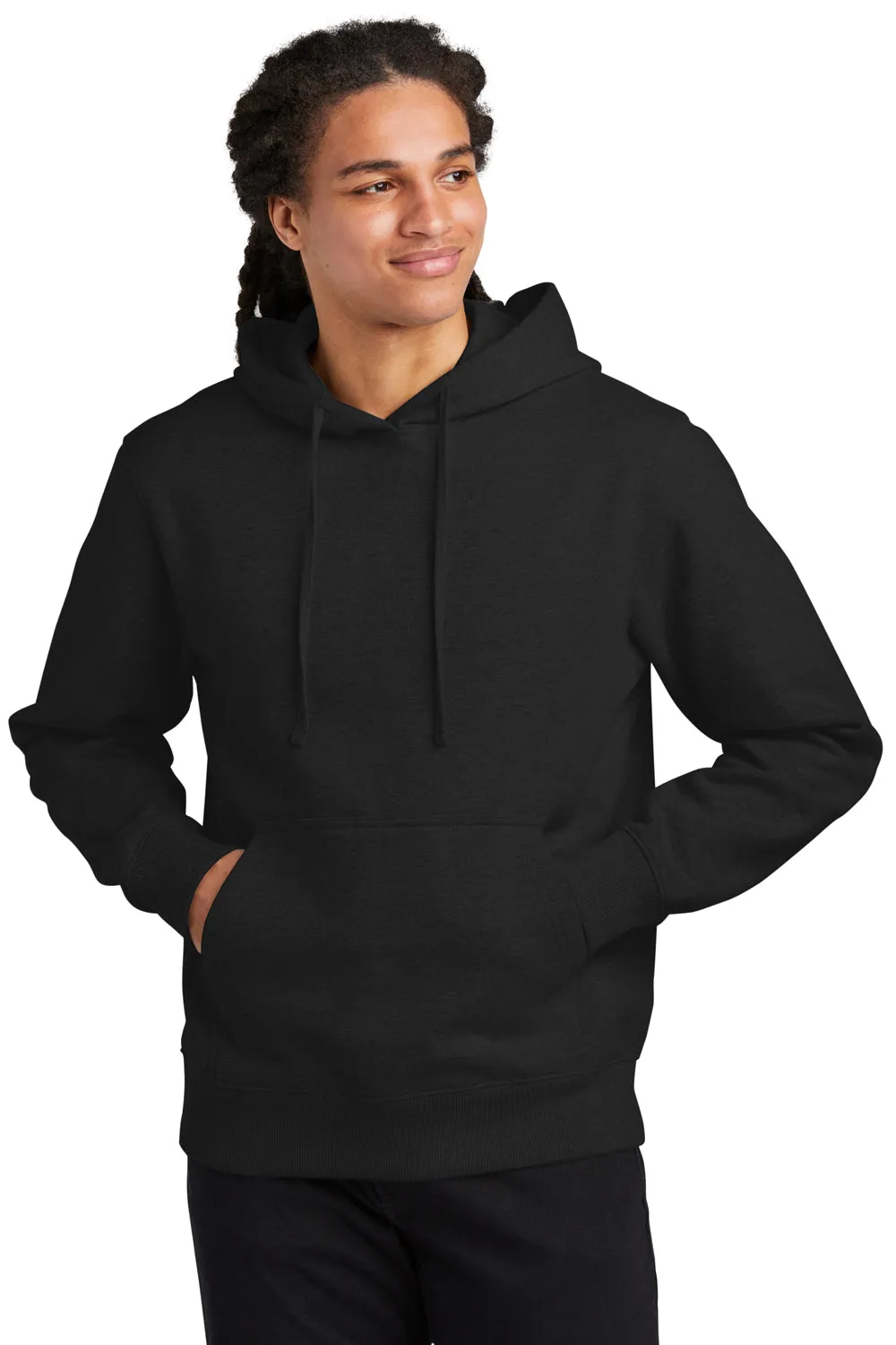District Herren V.I.T. Schwere Fleece Kapuzenpullover Hoodie mit Beuteltasche - Schwarz