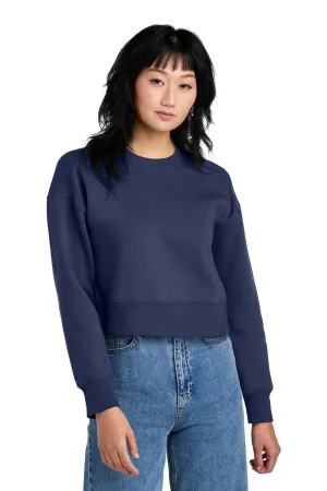 District Damen Perfektes Gewicht Fleece Cropped Crewneck Sweatshirt - Tansanitblau