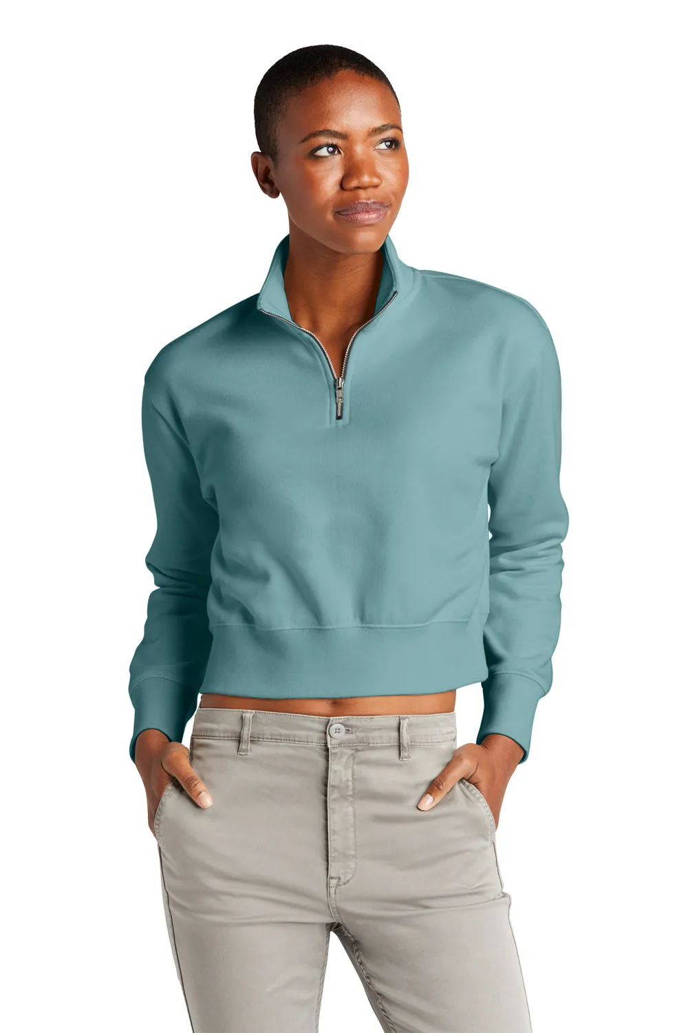 District Damen V.I.T. Fleece 1/4 Zip Sweatshirt - Eukalyptus Blau