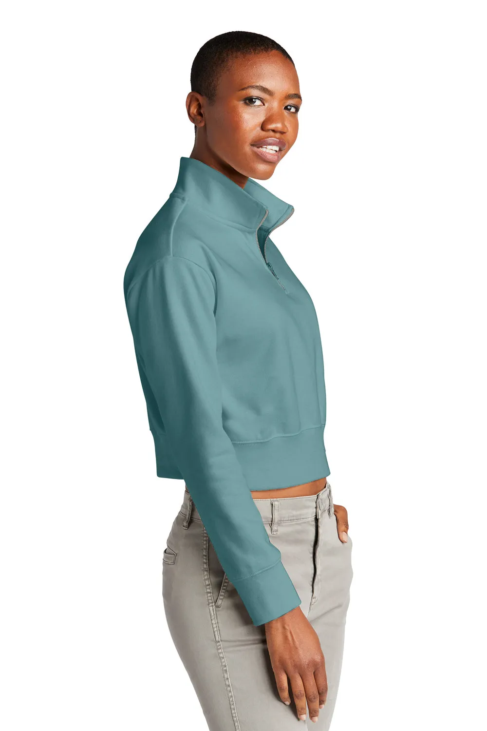 District Damen V.I.T. Fleece 1/4 Zip Sweatshirt - Eukalyptus Blau