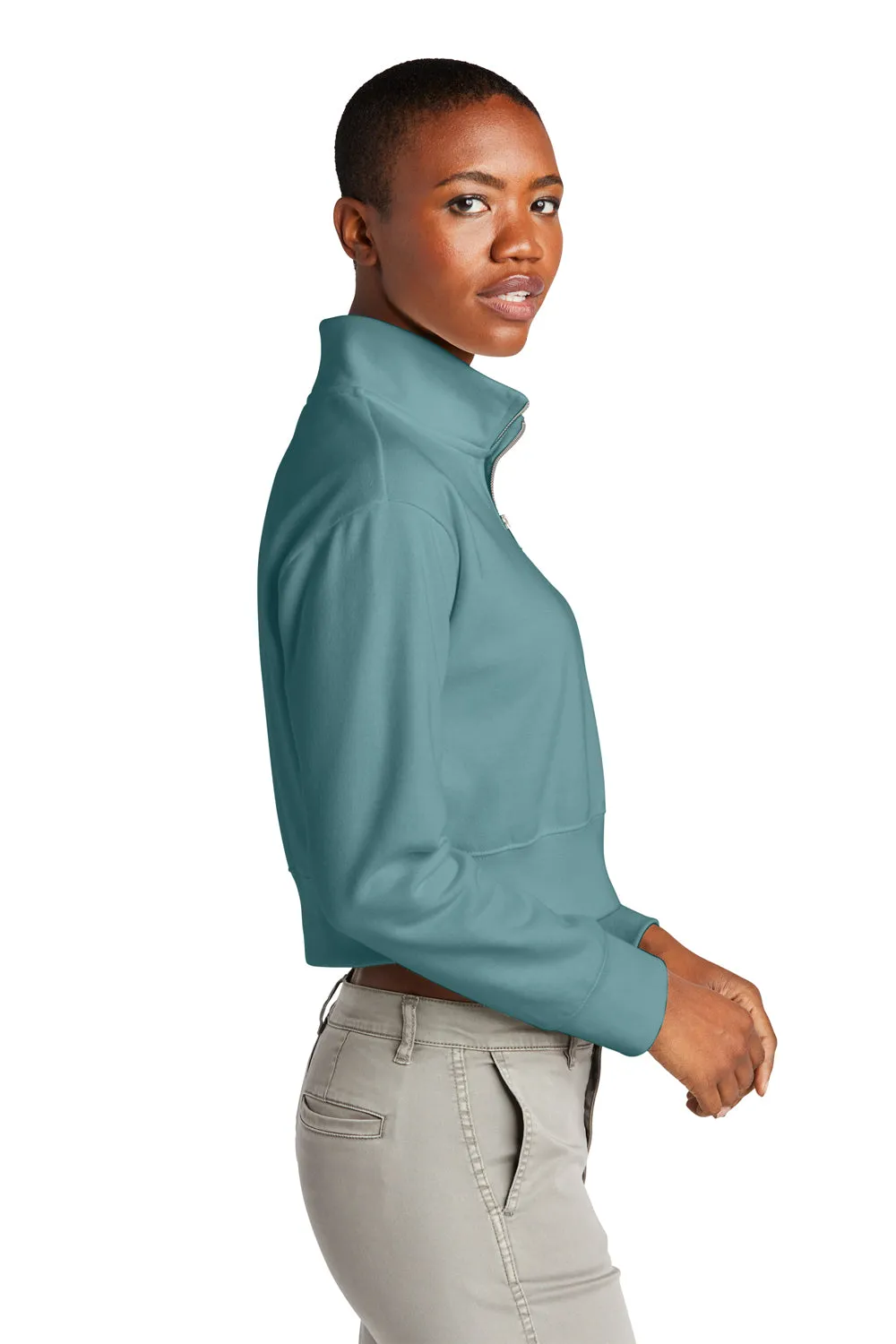 District Damen V.I.T. Fleece 1/4 Zip Sweatshirt - Eukalyptus Blau