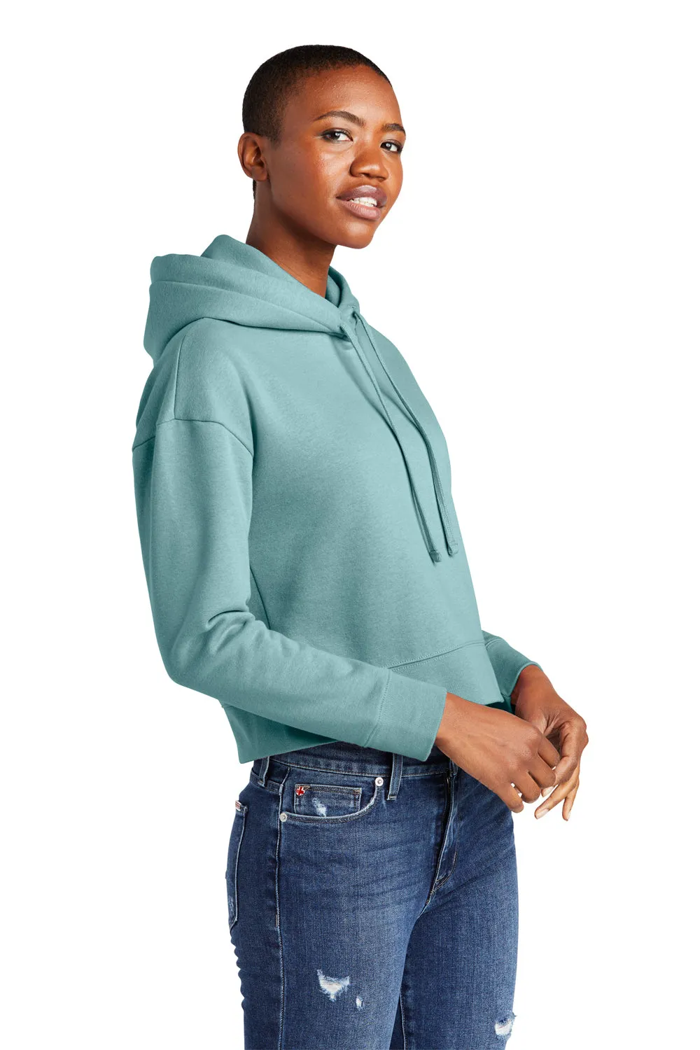District Damen V.I.T. Fleece Kapuzenpullover Hoodie - Eukalyptus Blau