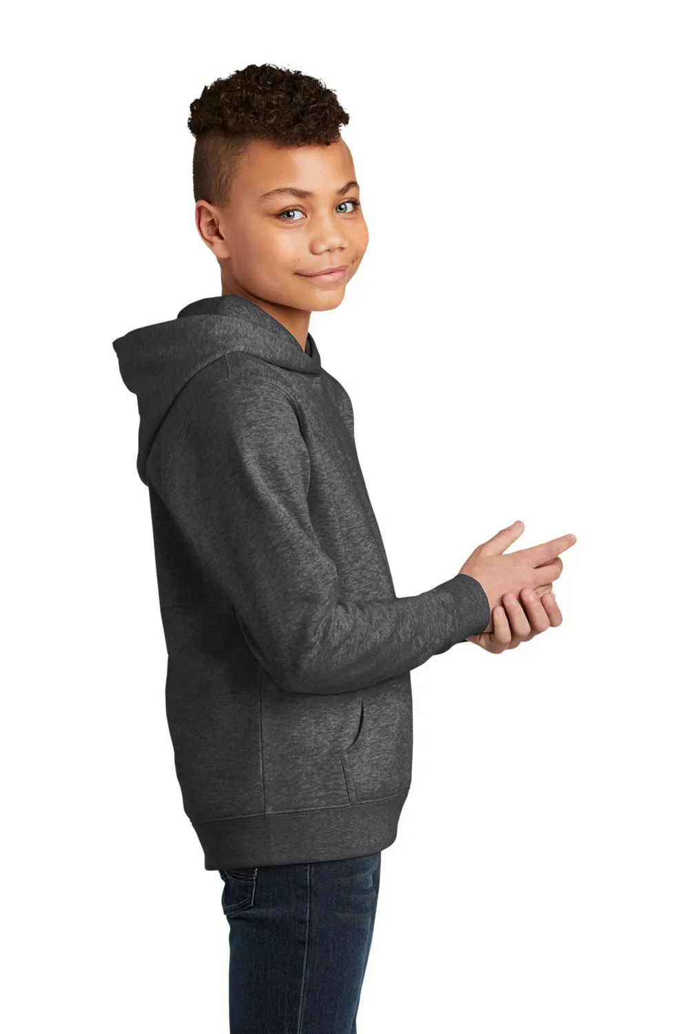 District Jugend Wichtig Fleece Kapuzenpullover Hoodie mit Kangaroo-Tasche - Heather Charcoal Grau