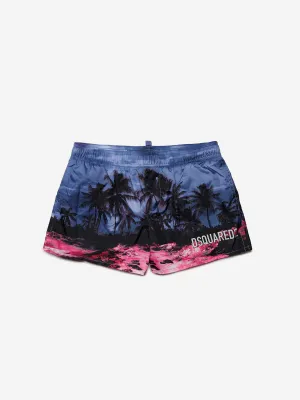 Dsquared2 Boys Palm Tree Badehose in Blau