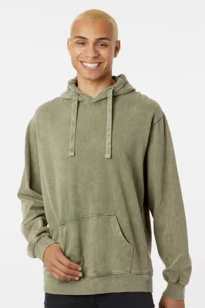 Dyenomite Herren Premium Fleece Mineral Wash Kapuzenpullover mit Kangaroo-Tasche - Grünkohl