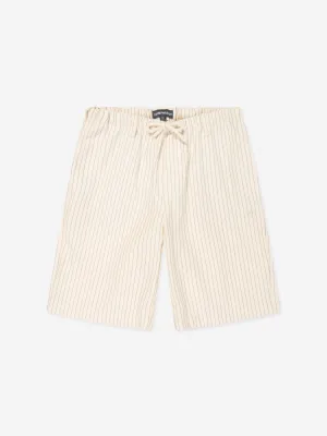 Emporio Armani Jungen Gestreifte Leinen Shorts in Elfenbein