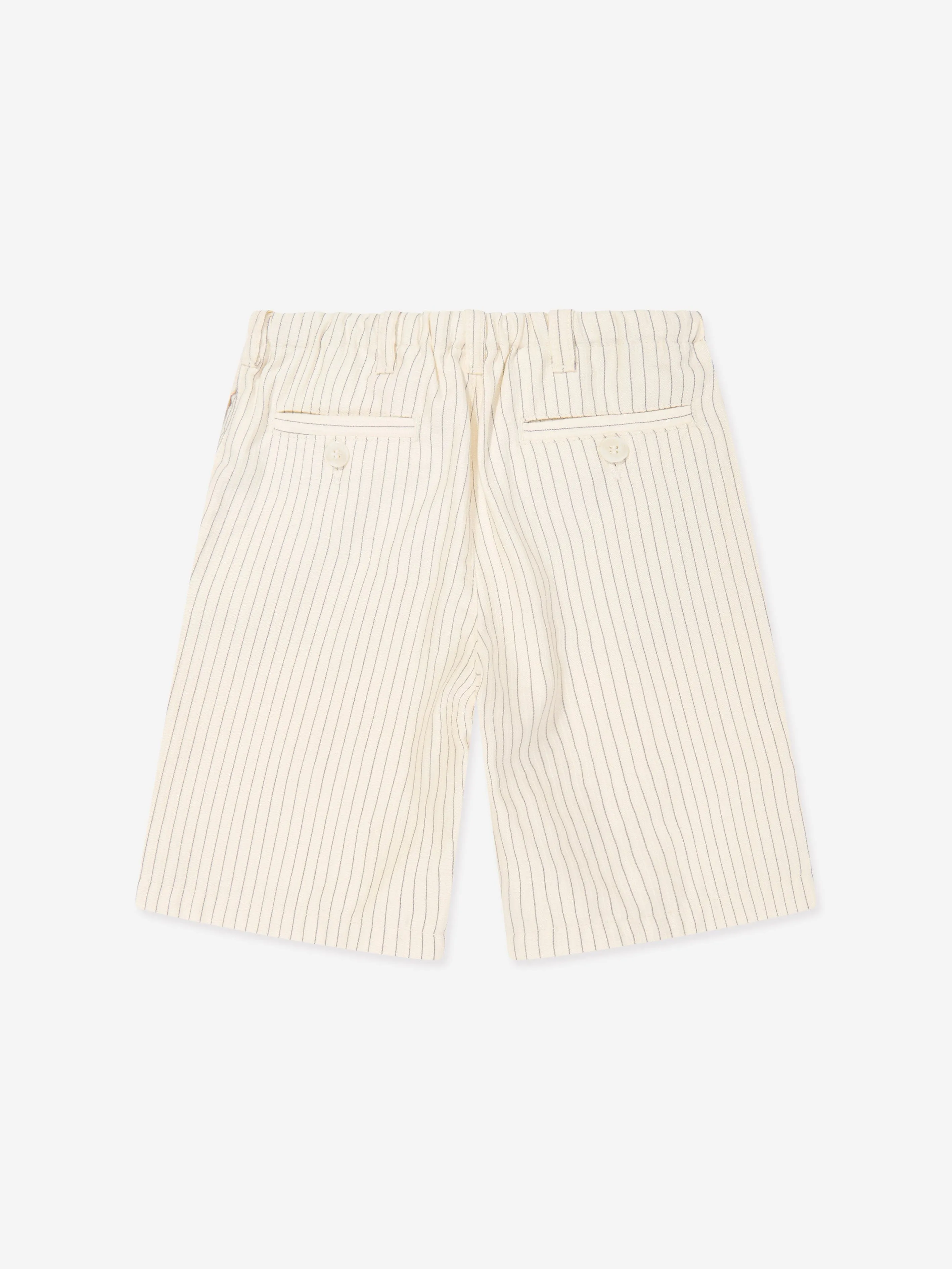 Emporio Armani Jungen Gestreifte Leinen Shorts in Elfenbein