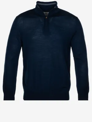 Extrafeine Merinowolle Halbzip Marine