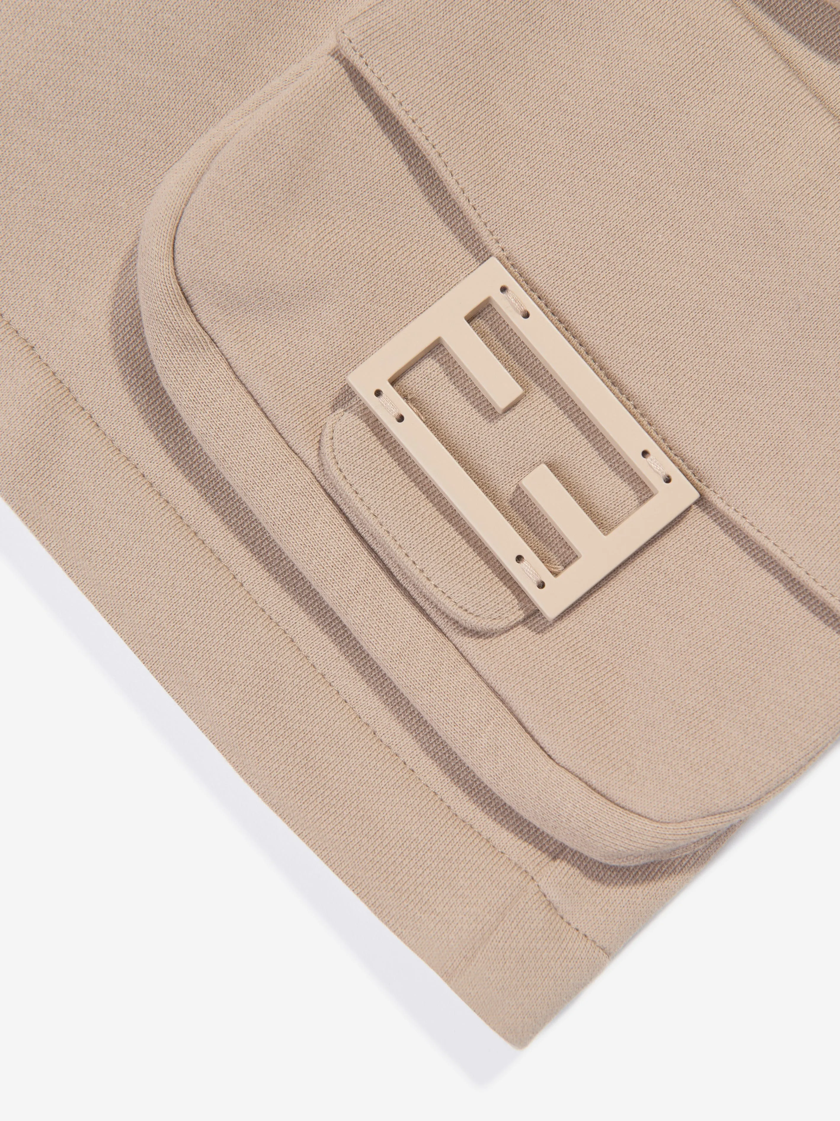 Fendi Boys Baguette Cargo Shorts in Beige
