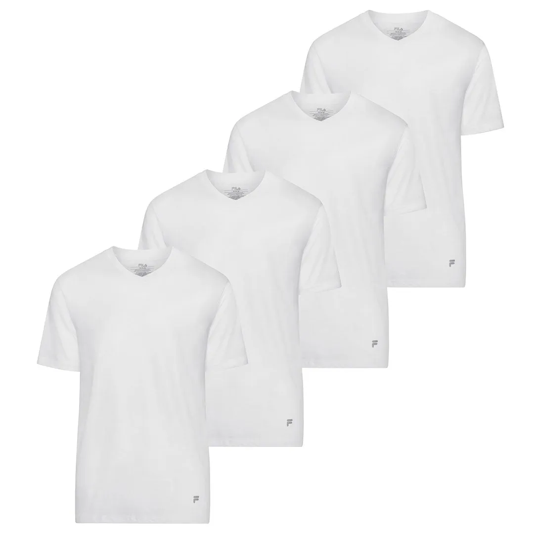 FILA - Herren V-Ausschnitt 4er-Pack Jersey-T-Shirt (FM0115CT 100)