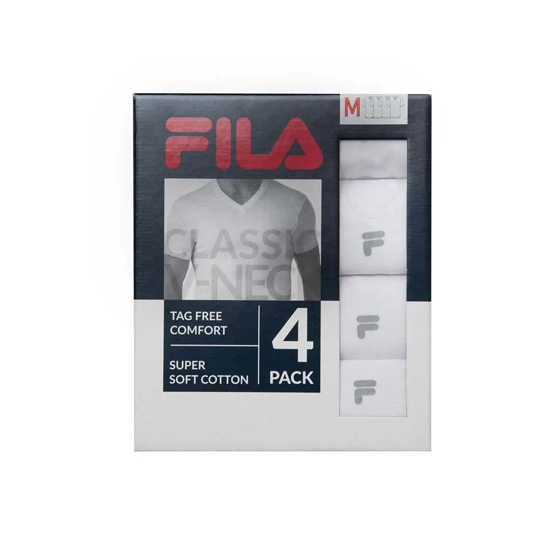 FILA - Herren V-Ausschnitt 4er-Pack Jersey-T-Shirt (FM0115CT 100)