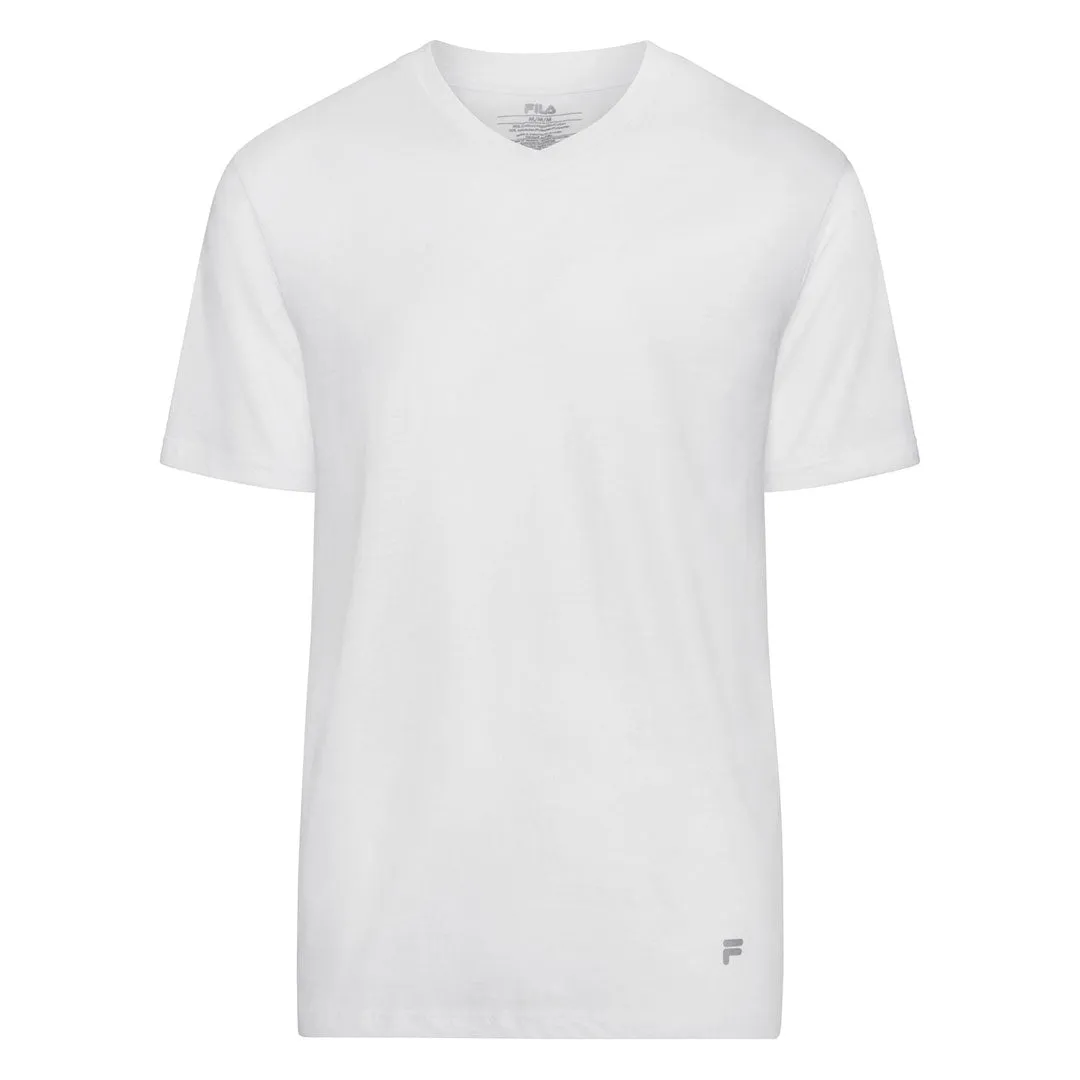 FILA - Herren V-Ausschnitt 4er-Pack Jersey-T-Shirt (FM0115CT 100)