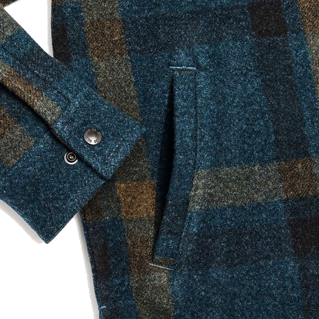 Filson Gefütterte Mackinaw Jac-Shirt in Türkis / Ocker Karo