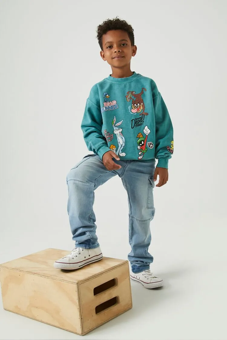 Forever 21 Kids Slim-Fit Bundhose mit Kordelzug (Mädchen   Jungen) Hellblau Denim Forever 21