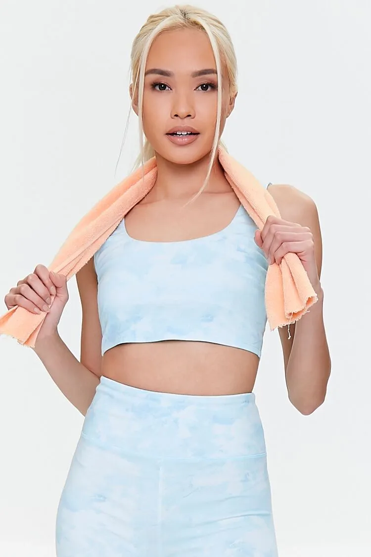 Forever 21 Damen Tie-Dye Sport-BH Hellblau/Weiß Forever 21
