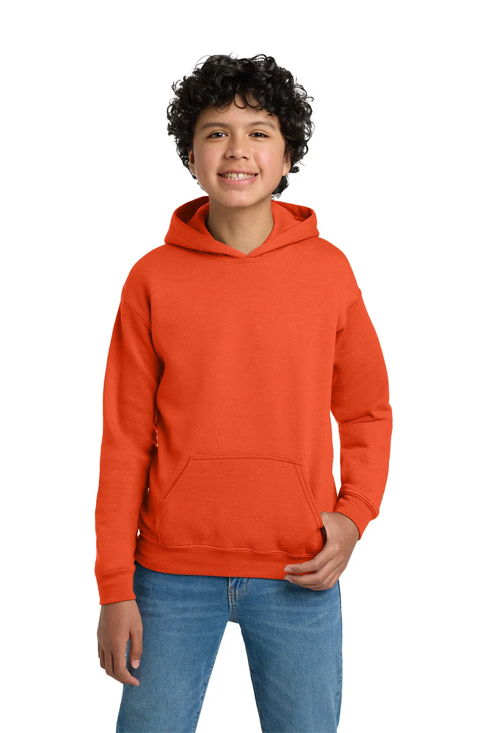 Gildan Jugendliche Pillenresistente Kapuzenpullover Hoodie mit Beuteltasche - Orange