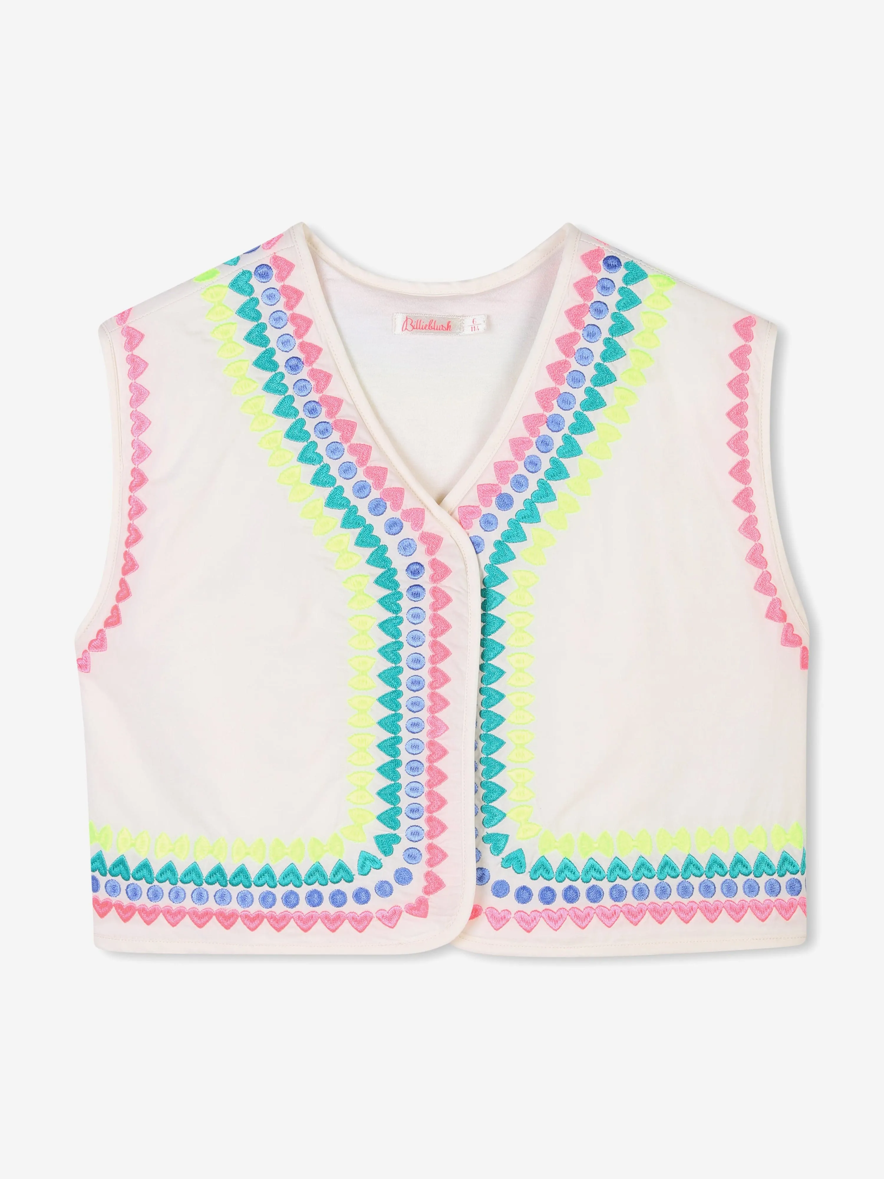 Besticktes Gilet für Mädchen in Elfenbein