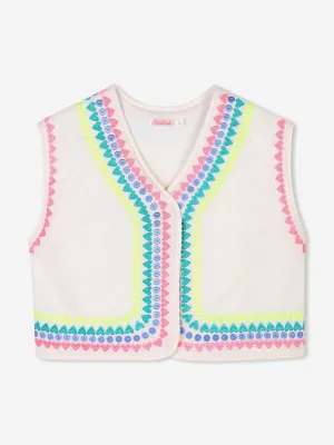 Besticktes Gilet für Mädchen in Elfenbein