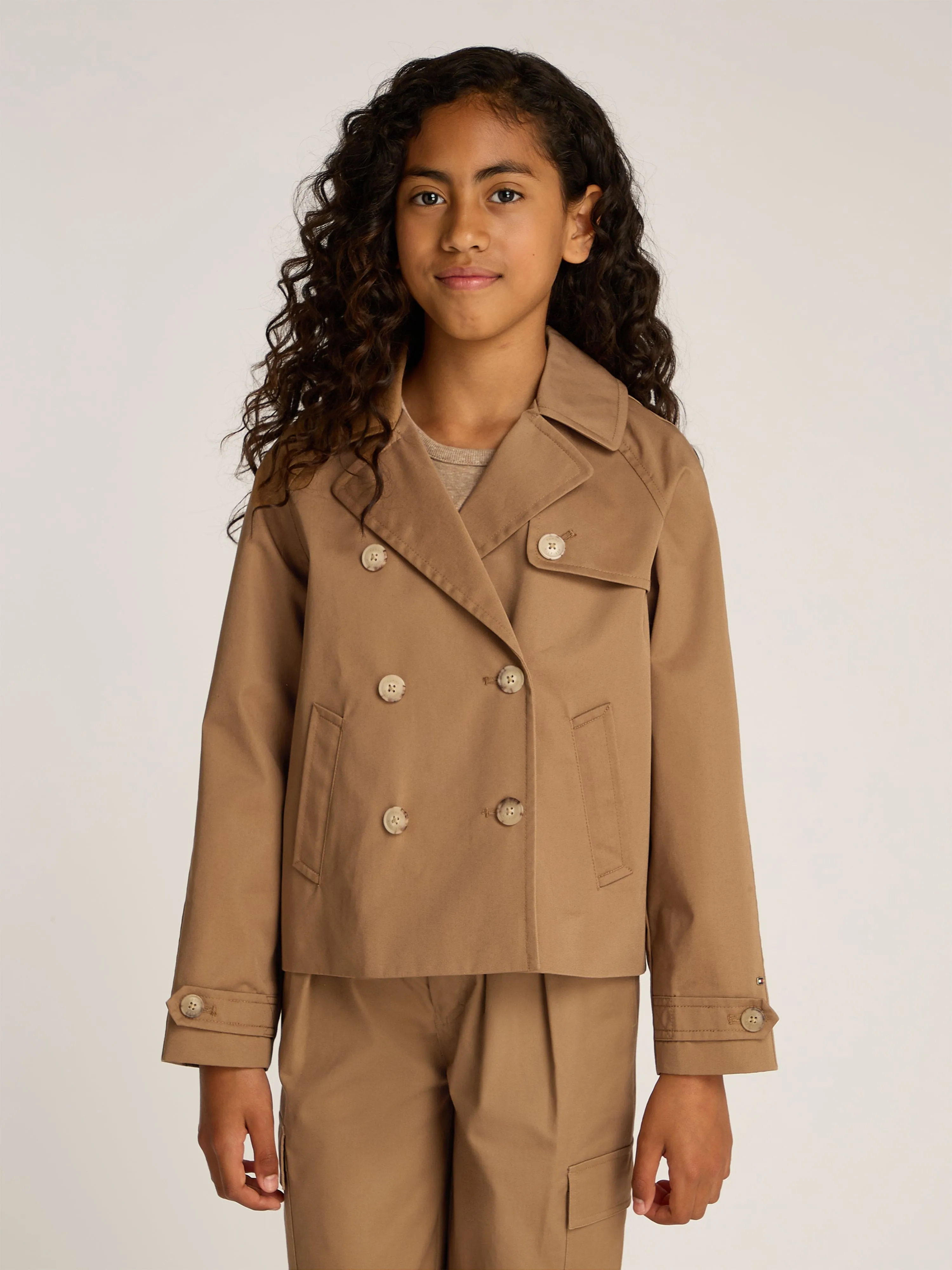 Braune Kurze Baumwolljacke für Mädchen