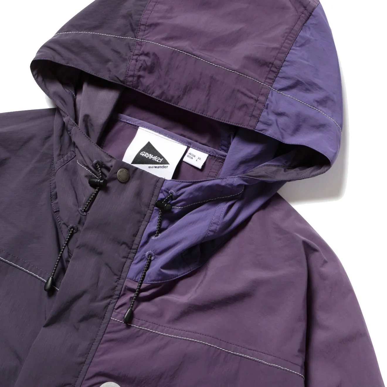 Gramicci x And Wander Damen Patchwork Wind Hoodie Mehrfarbig Lila