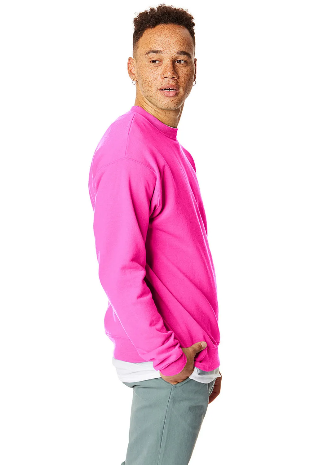 Hanes Herren EcoSmart Print Pro XP pillingresistente Fleece-Crewneck-Sweatshirt - Sicherheitsrosa