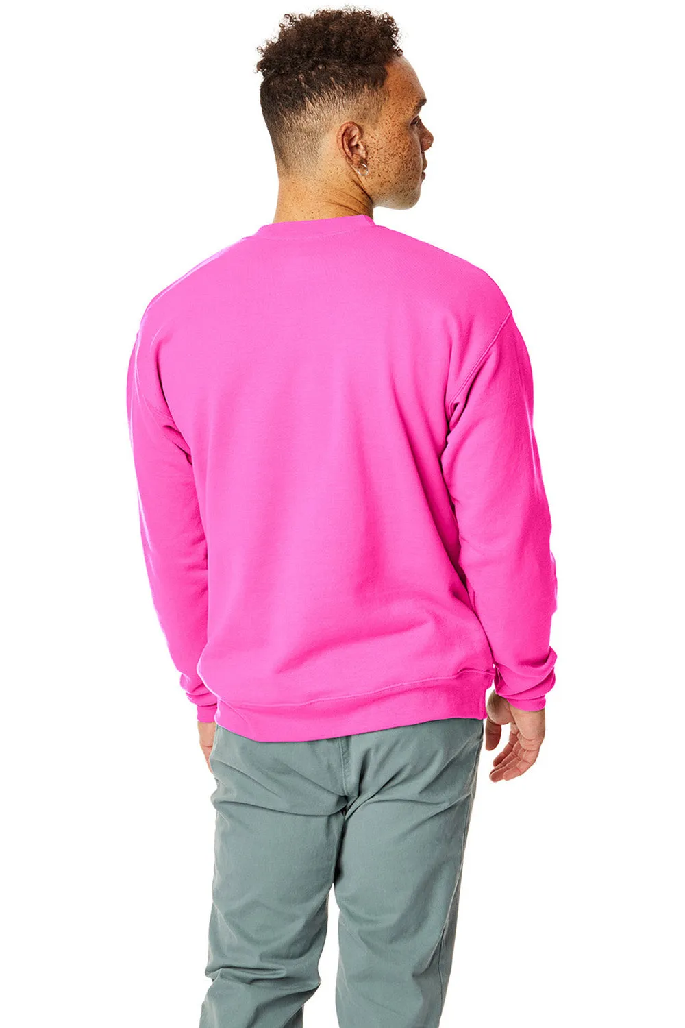 Hanes Herren EcoSmart Print Pro XP pillingresistente Fleece-Crewneck-Sweatshirt - Sicherheitsrosa