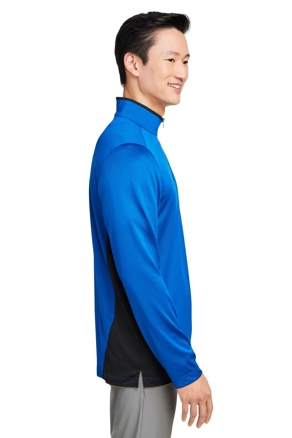Harriton Herren Flash Performance Feuchtigkeitstransportierendes Colorblock 1/4-Zip Sweatshirt - Echt Royalblau/Schwarz