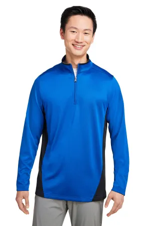 Harriton Herren Flash Performance Feuchtigkeitstransportierendes Colorblock 1/4-Zip Sweatshirt - Echt Royalblau/Schwarz