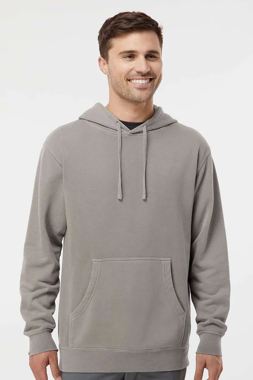Independent Trading Company Herren Pigmentgefärbte Kapuzenpullover Hoodie mit Kangaroo-Tasche - Zementgrau